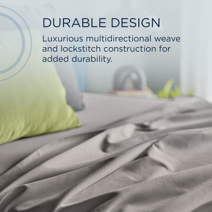 TEMPUR Luxe Egyptian Cotton Sheet Set Cool Gray