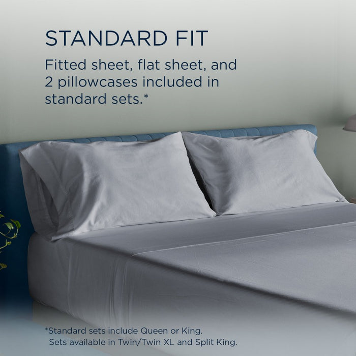 TEMPUR Luxe Egyptian Cotton Sheet Set Silver Mist