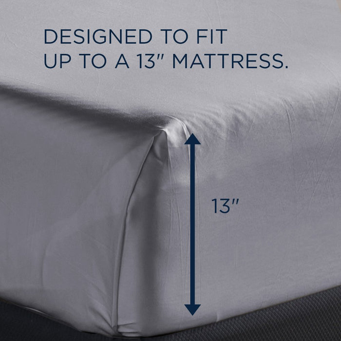 TEMPUR Luxe Egyptian Cotton Sheet Set Silver Mist
