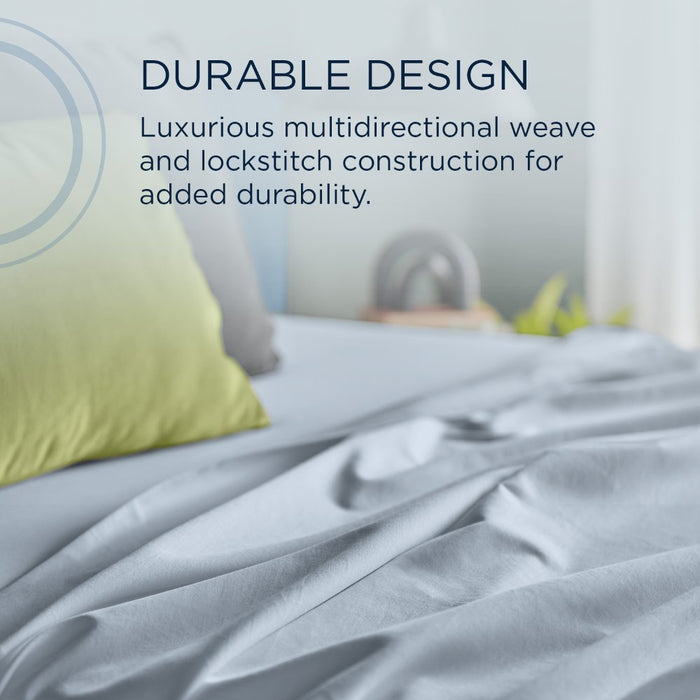 TEMPUR Luxe Egyptian Cotton Sheet Set Sleepy Blue