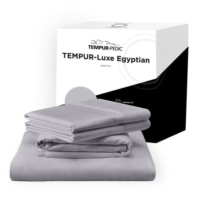 TEMPUR Luxe Egyptian Cotton Sheet Set Silver Mist